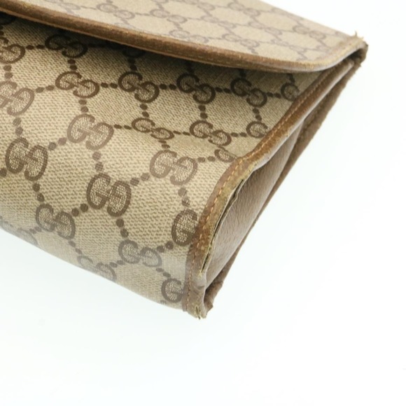 GUCCI Web Sherry Line GG Canvas Clutch Bag Beige Red Green Auth yk2761 - Picture 9 of 16